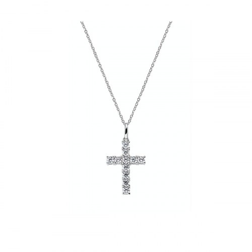 Amen CRBB01 halskæde til kvinder - korsvedhæng i sølvlook