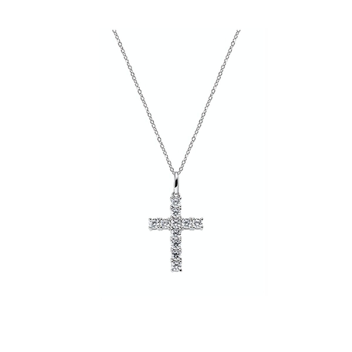 Amen CRBB01 halskæde til kvinder - korsvedhæng i sølvlook