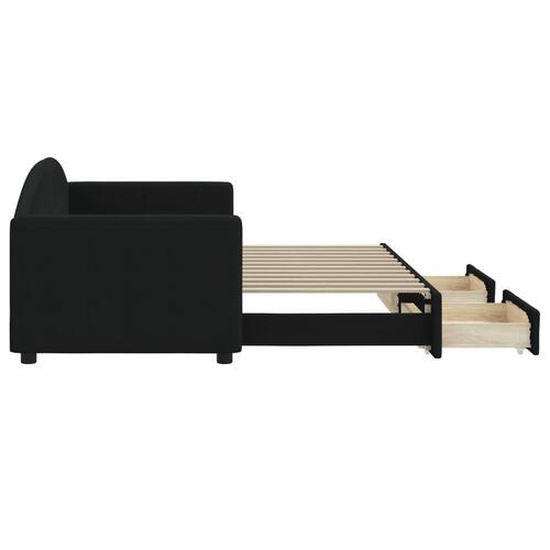 Daybed med udtræk og skuffer 80x200 cm stof sort