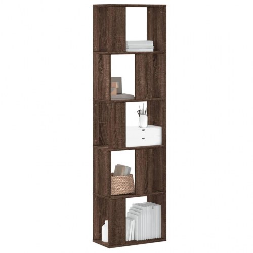Bogreol med 5 hylder 45 x 23,5 x 162,5 cm - brun egetræ