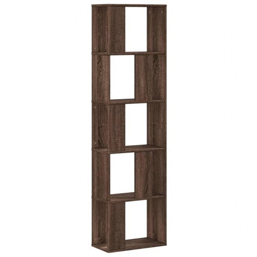 Bogreol med 5 hylder 45 x 23,5 x 162,5 cm - brun egetræ