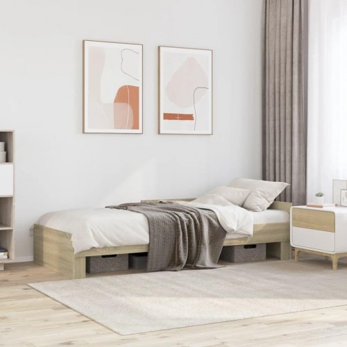 Sengeramme 90 x 200 cm med lamelbund - sonoma-eg