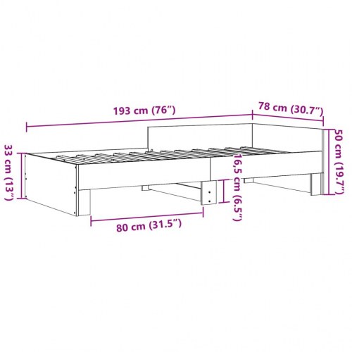 Sengeramme med sengehest 75 x 190 cm - sonoma-eg