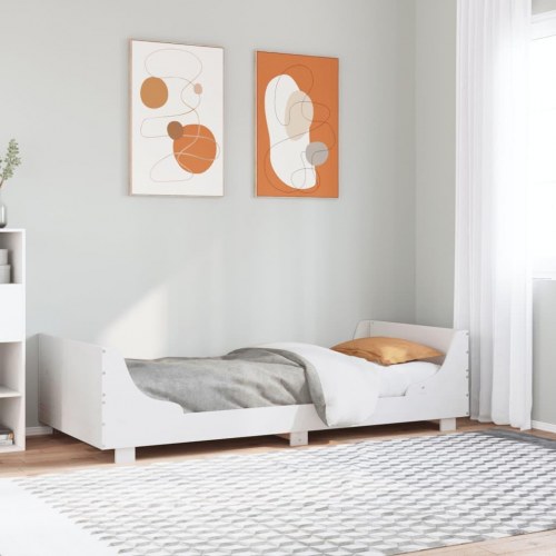 Sengeramme 100 x 200 cm i massivt fyrretræ - hvid