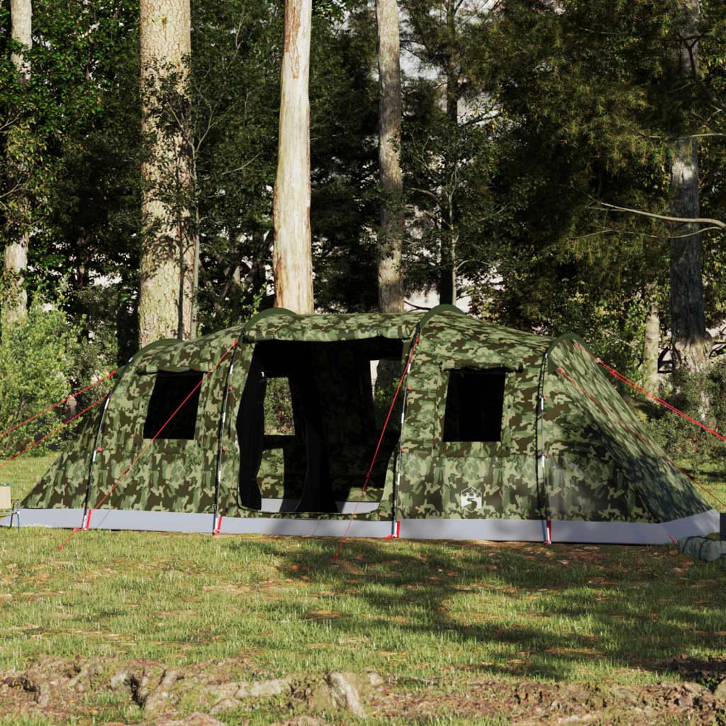 6-personers familietelt - vandafvisende tunneltelt i camouflage