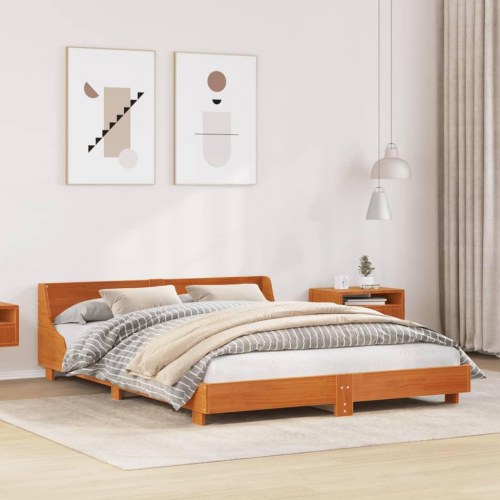Sengeramme uden madras 135x190 cm massivt fyrretræ brun
