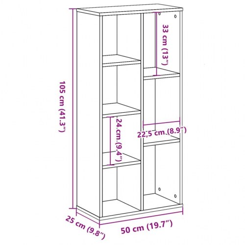 Bogreol 50x25x105 cm konstrueret træ hvid