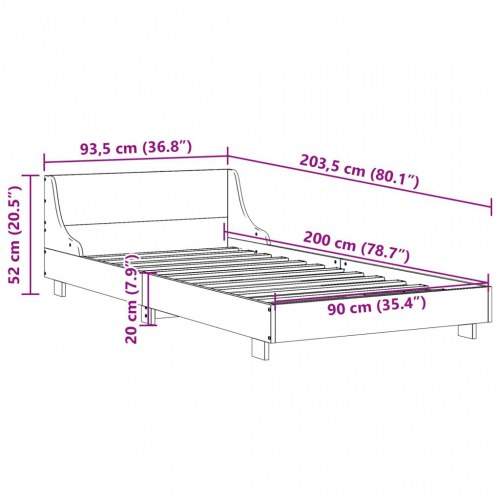 Sengeramme 90x200 cm i massivt fyrretræ - gyldenbrun