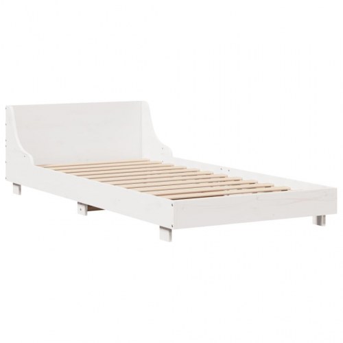 Sengeramme uden madras 75 x 190 cm i massivt fyrretræ - hvid