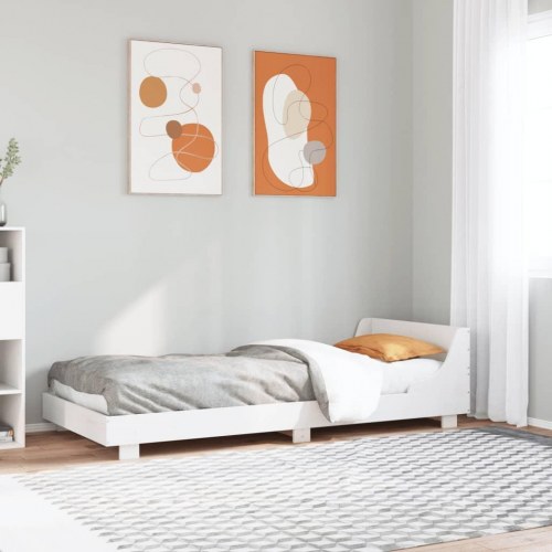 Sengeramme uden madras 75 x 190 cm i massivt fyrretræ - hvid