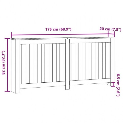Radiatorskjuler 175 × 20 × 82 cm i konstrueret træ - sort