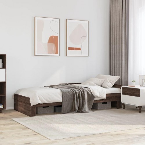 Sengeramme med sengeheste 75 x 190 cm - brun egetræ