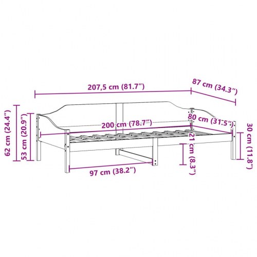 Sengeramme uden madras 80 x 200 cm - massivt fyrretræ