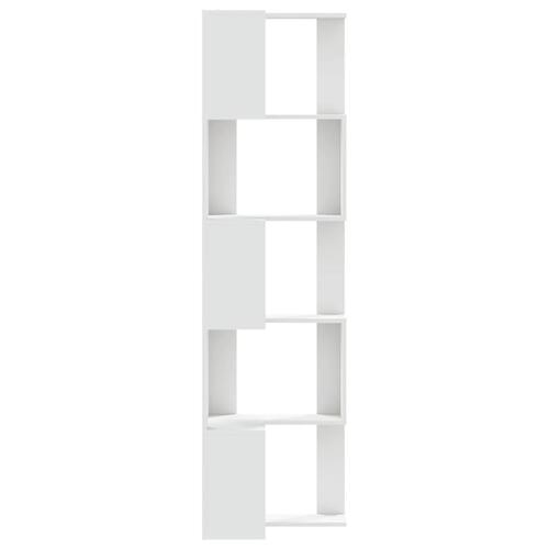 Bogreol til hjørne 50x50x179 cm 5 hylder konstrueret træ hvid