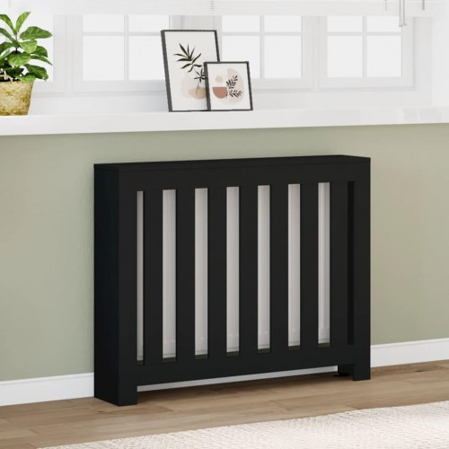Radiatorskjuler 104×20×82 cm i konstrueret træ - sort