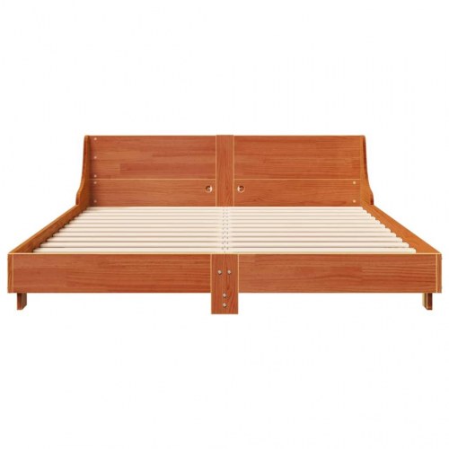 Sengeramme uden madras 140 x 190 cm i massivt fyrretræ - gyldenbrun