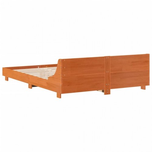 Sengeramme uden madras 140 x 190 cm i massivt fyrretræ - gyldenbrun