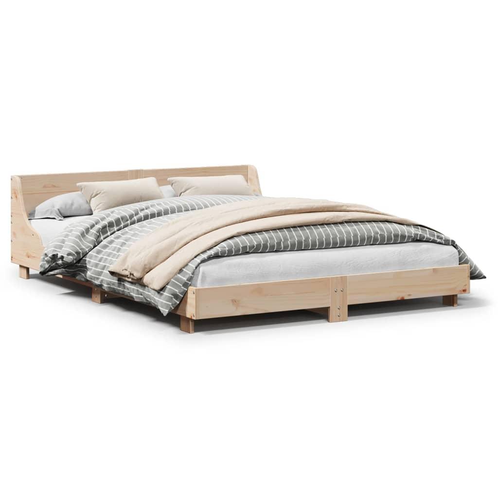 Sengeramme Uden Madras Massivt Fyrretræ - Naturfarvet / 140 x 190 cm