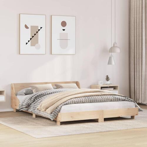 Sengeramme med sengegavl 140x200 cm massivt fyrretræ hvid