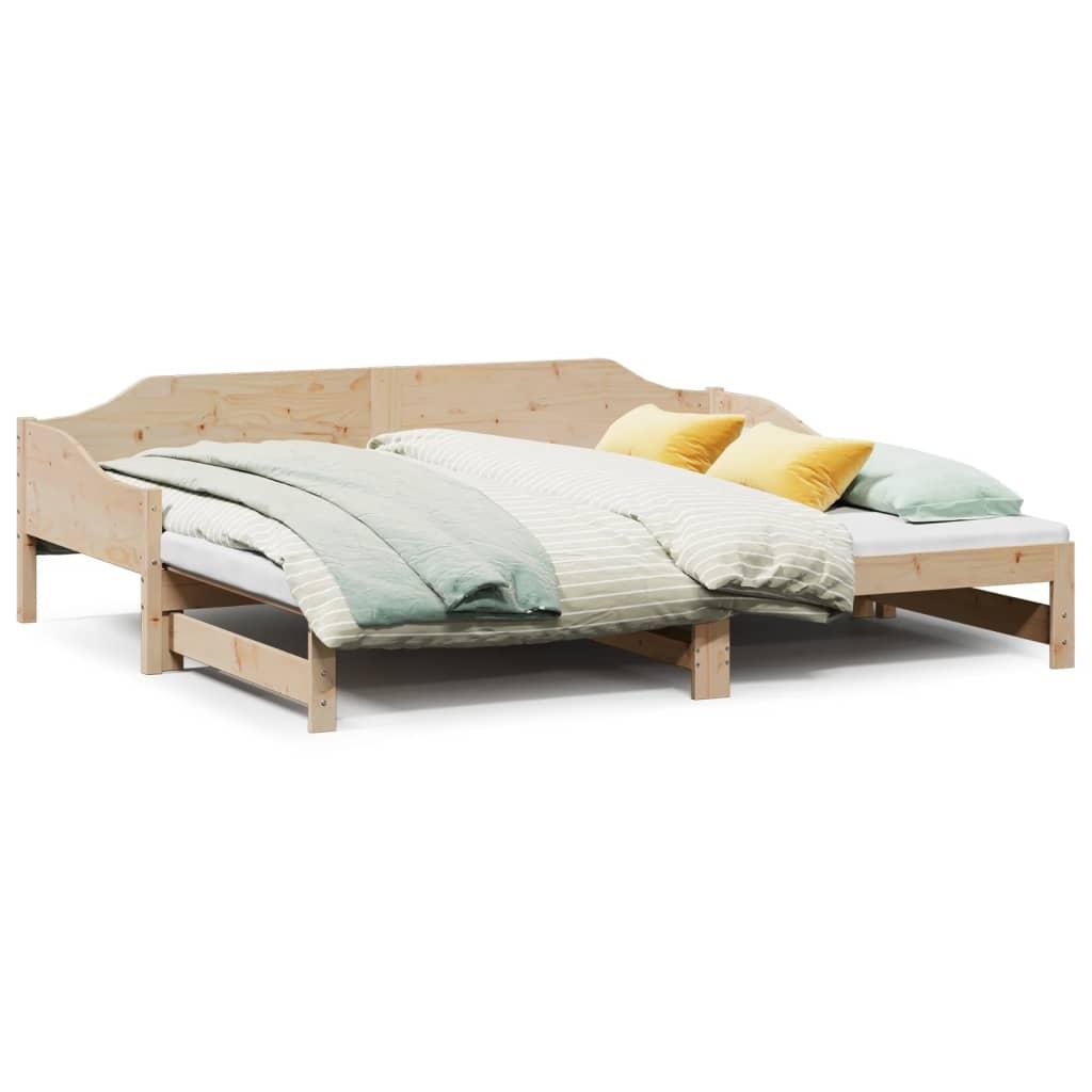 Daybed med udtræk 90x190 cm massivt fyrretræ billede