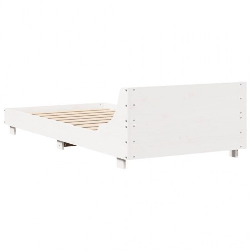 Sengeramme uden madras 100 x 200 cm i massivt fyrretræ - hvid