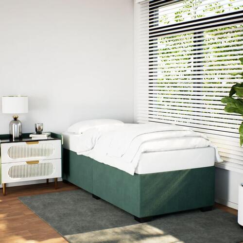 Sengeramme uden madras Mørkegrøn 90x200 cm Fløjl
