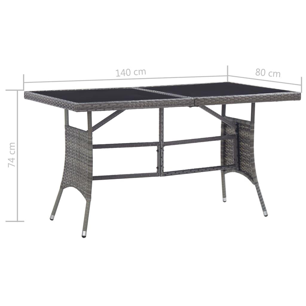 Havebord 140 x 80 x 74 cm polyrattan grå