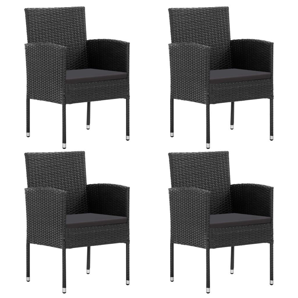Havestole 4 stk. sorte hynder polyrattan sort