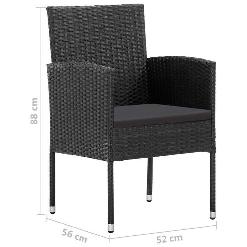 Havestole 4 stk. sorte hynder polyrattan sort