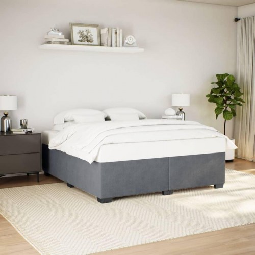 Sengeramme uden madras 200 x 200 cm - mørkegrå fløjl