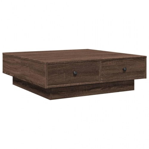 Sofabord 90 × 90 × 28 cm i konstrueret træ - brun egetræsfarve