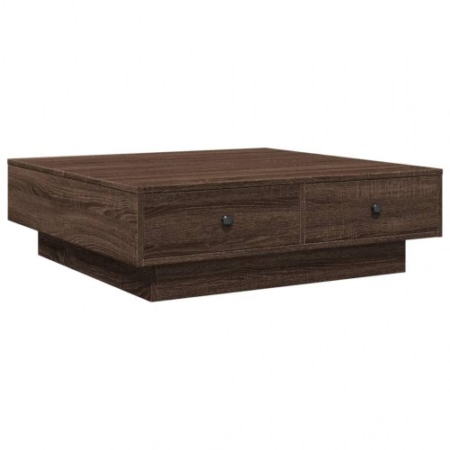 Sofabord 90 × 90 × 28 cm i konstrueret træ - brun egetræsfarve