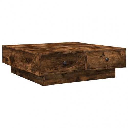 Sofabord 90 × 90 × 28 cm i konstrueret træ - røget egetræsfarve