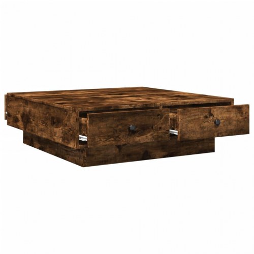 Sofabord 90 × 90 × 28 cm i konstrueret træ - røget egetræsfarve