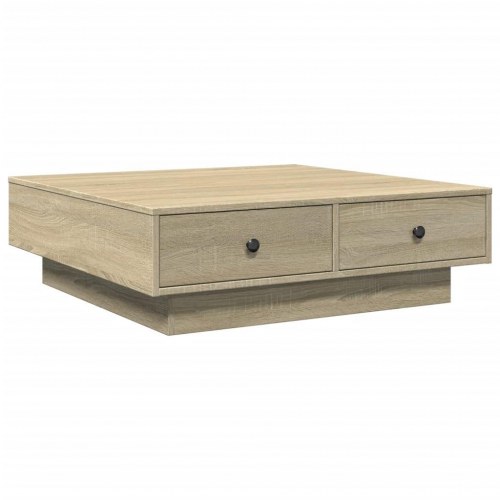 Sofabord 90×90×28 cm i konstrueret træ - sonoma-eg med skuffer