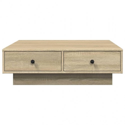 Sofabord 90×90×28 cm i konstrueret træ - sonoma-eg med skuffer