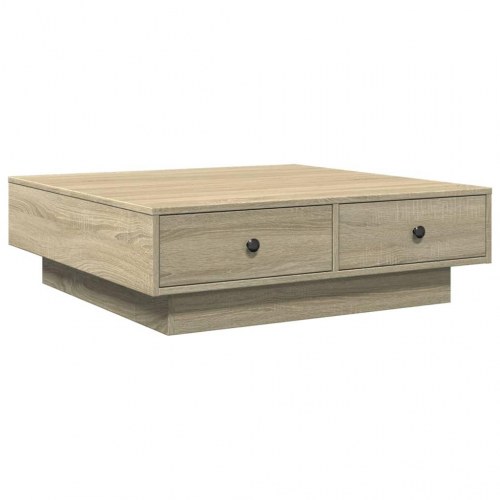 Sofabord 90×90×28 cm i konstrueret træ - sonoma-eg med skuffer