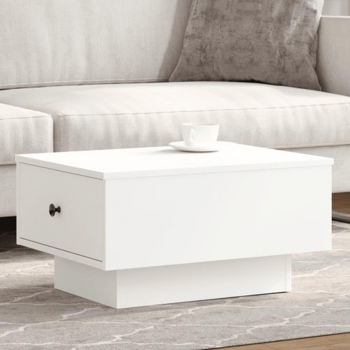 Sofabord med skuffe - 60 × 45 × 31 cm, hvid konstrueret træ