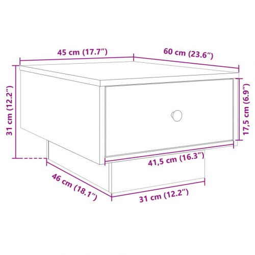 Sofabord med skuffe - 60 × 45 × 31 cm, hvid konstrueret træ