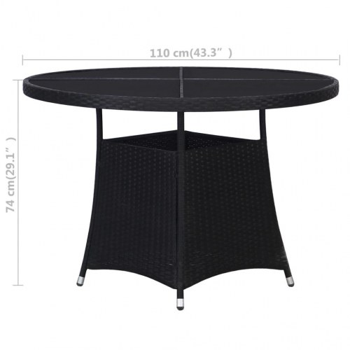 Havebord Ø110x74 cm polyrattan sort