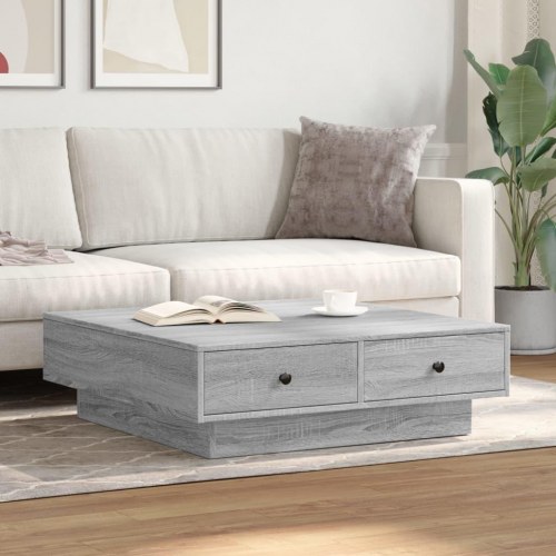 Sofabord 90 × 90 × 28 cm i konstrueret træ - grå sonoma-eg