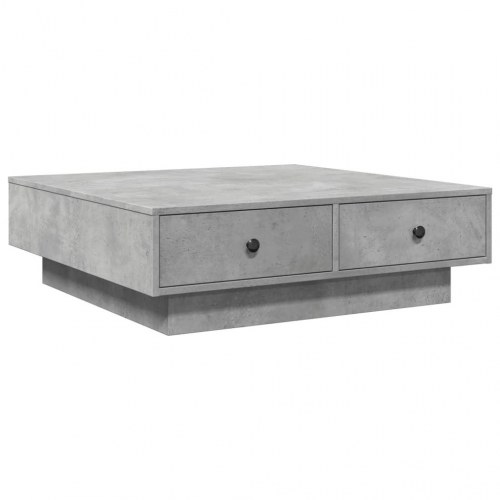 Sofabord 90 × 90 × 28 cm i konstrueret træ - betongrå med skuffer