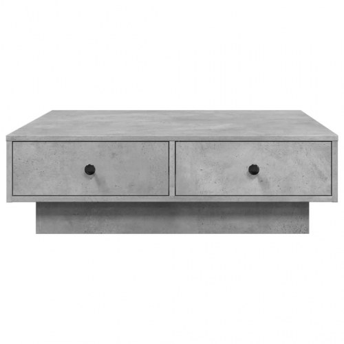 Sofabord 90 × 90 × 28 cm i konstrueret træ - betongrå med skuffer