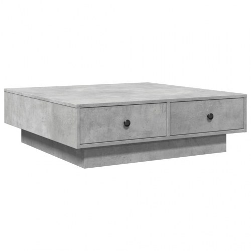 Sofabord 90 × 90 × 28 cm i konstrueret træ - betongrå med skuffer