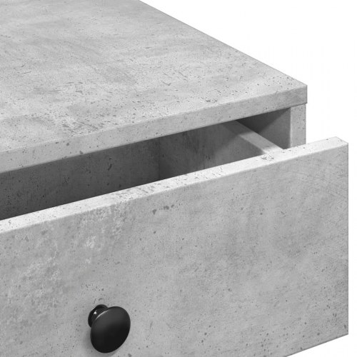 Sofabord 90 × 90 × 28 cm i konstrueret træ - betongrå med skuffer