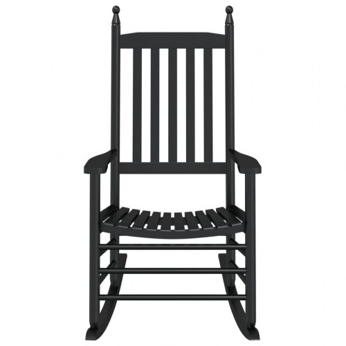 Gyngestol med buet sæde massivt poppeltræ sort