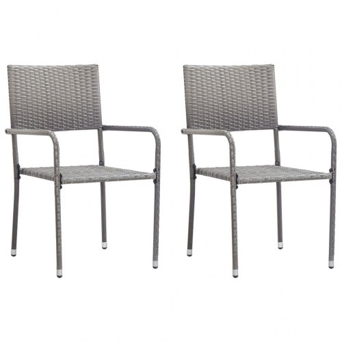 Havestole 2 stk. stabelbare polyrattan grå