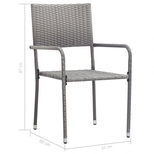 Havestole 2 stk. stabelbare polyrattan grå