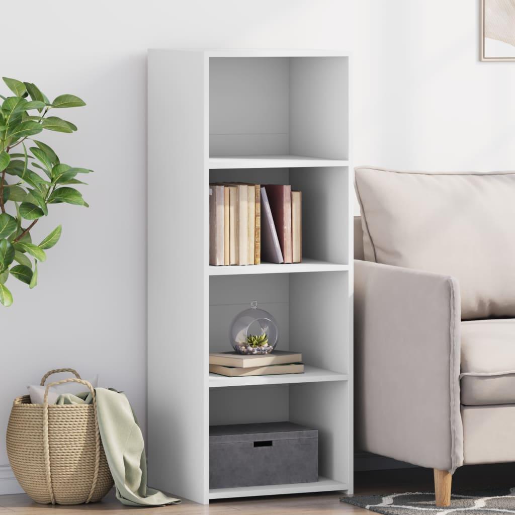 Reol med 4 rum - 45×41×124 cm, hvid konstrueret træ