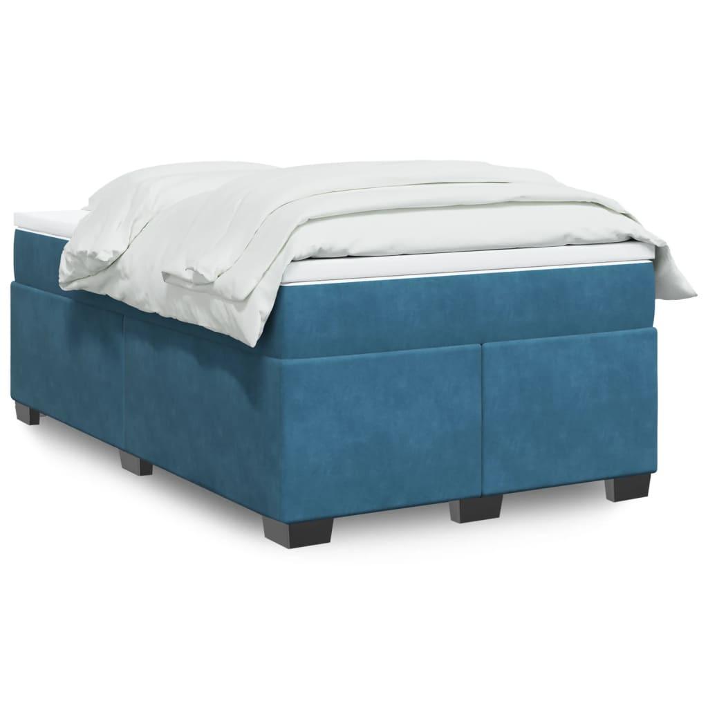 Kontinentalseng med madras 120x190 cm velour mørkeblå